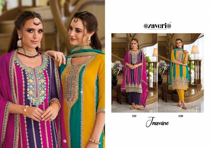 Jasmine By Zaveri Soft Organza Embroidery Readymade Suits Wholesale Market In Surat
